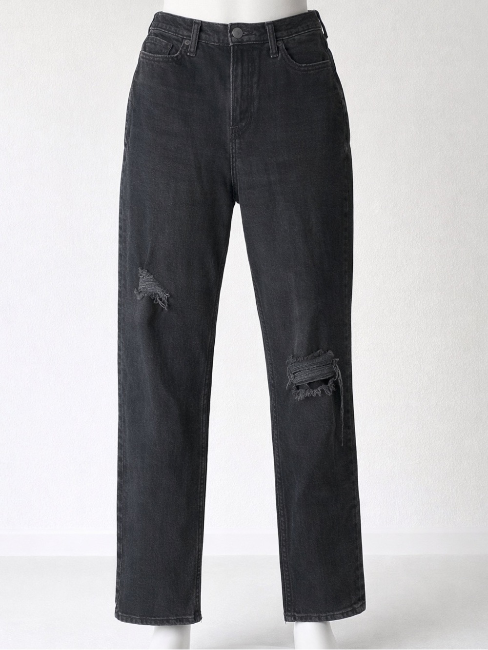 Banana Republic Premium Black Denim Grunge Goth High Rise Straight Jeans 29
